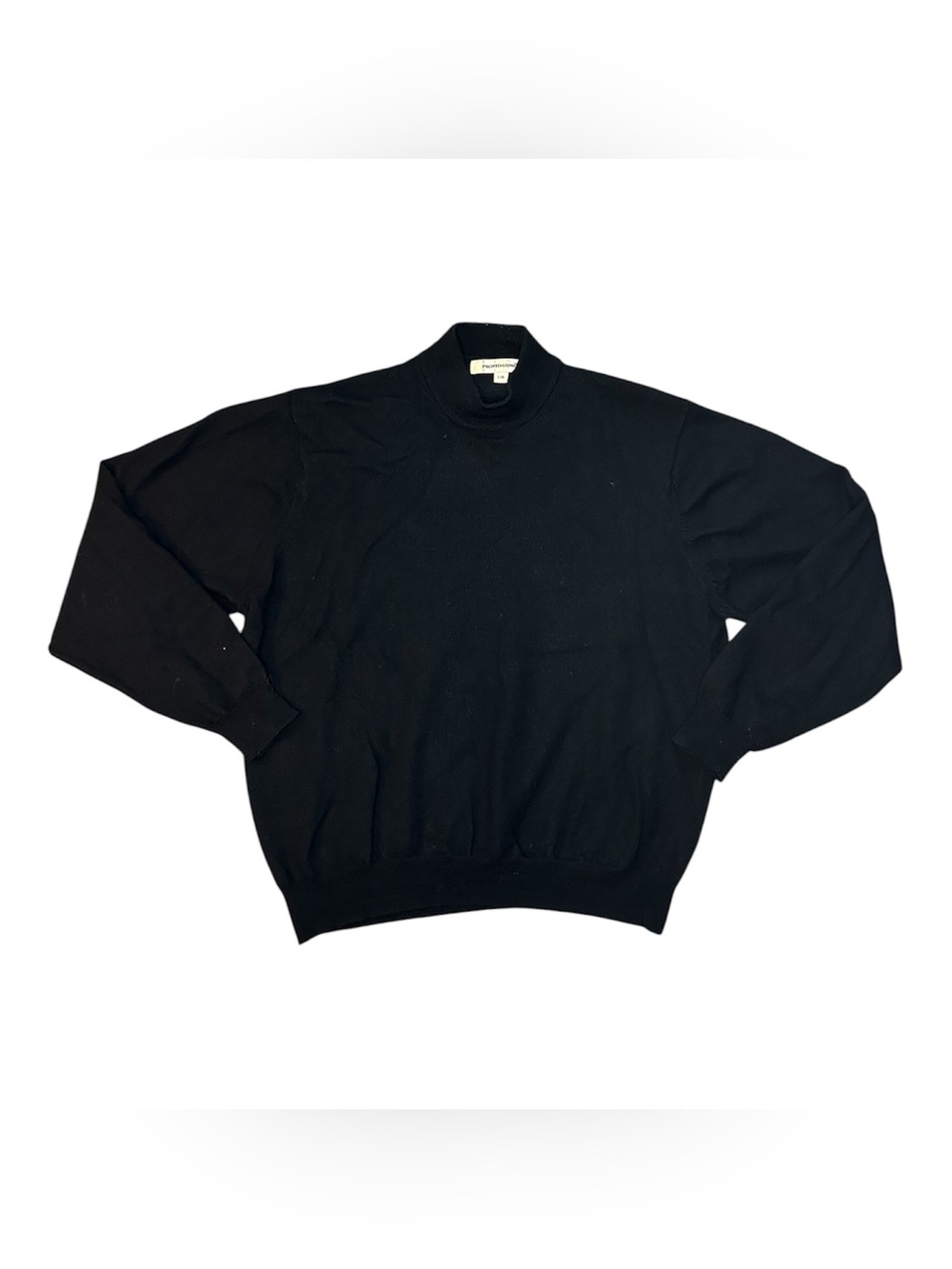 Vintage Pronto Uomo Mens Black V-Neck Merino Wool Sweater Pullover Sz L